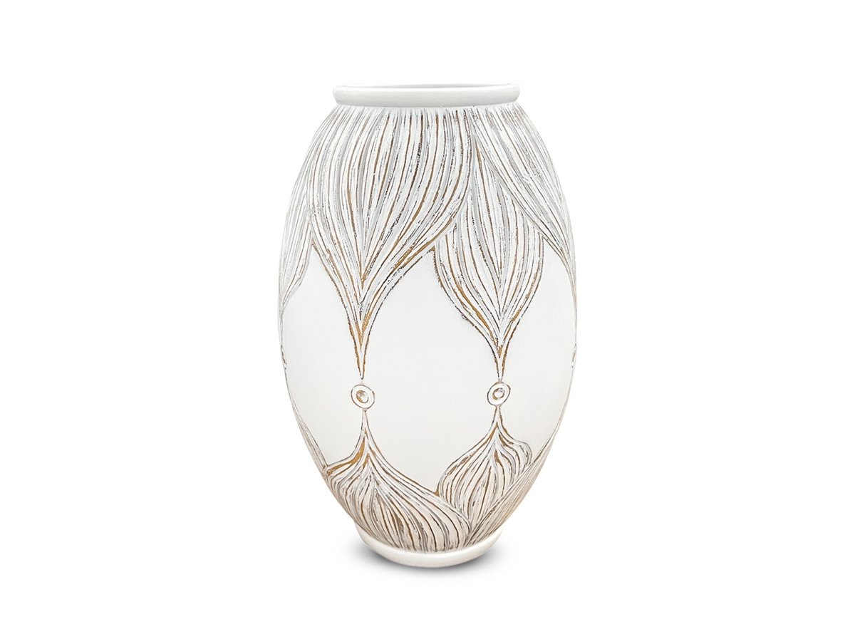 Vase en polyrésine blanc H36 cm MANOLIS - DécoInParis