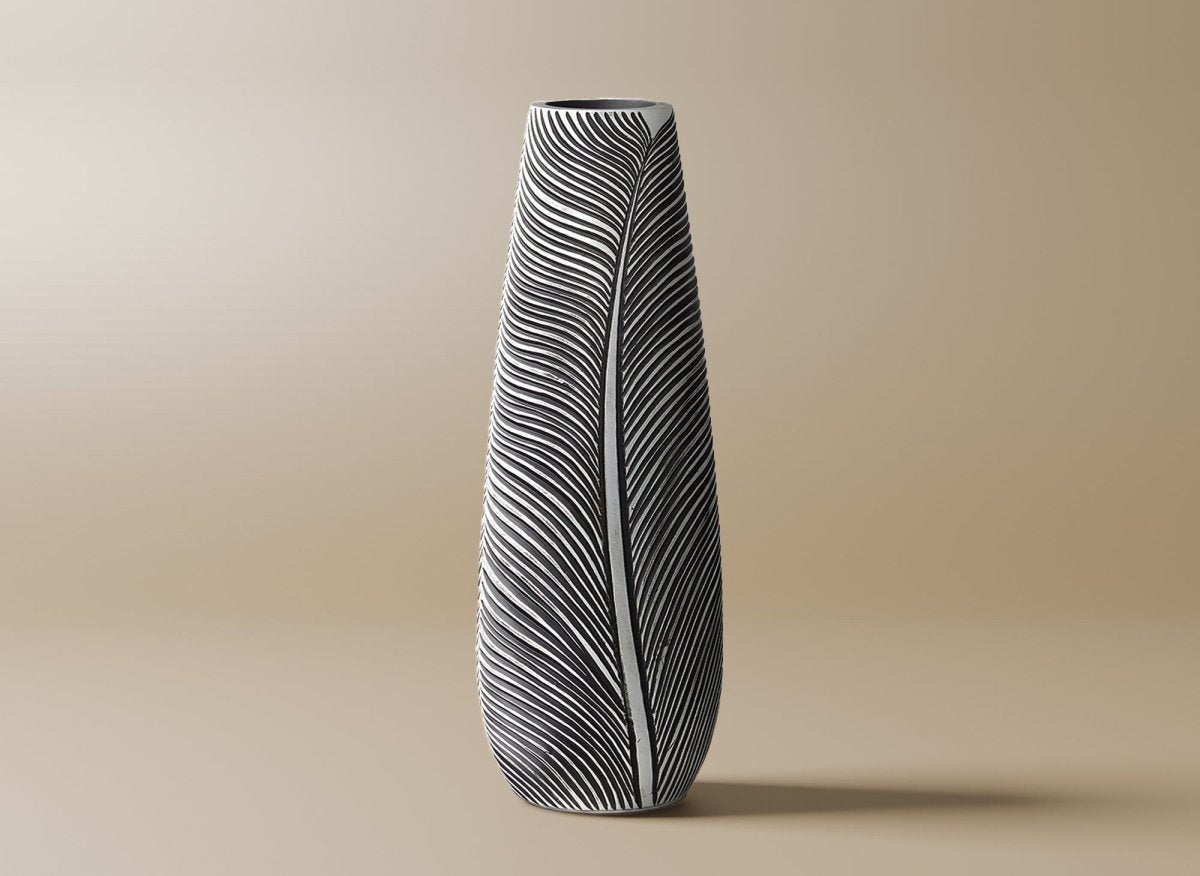 Vase en résine noir et blanc H46 cm EBENE - DécoInParis