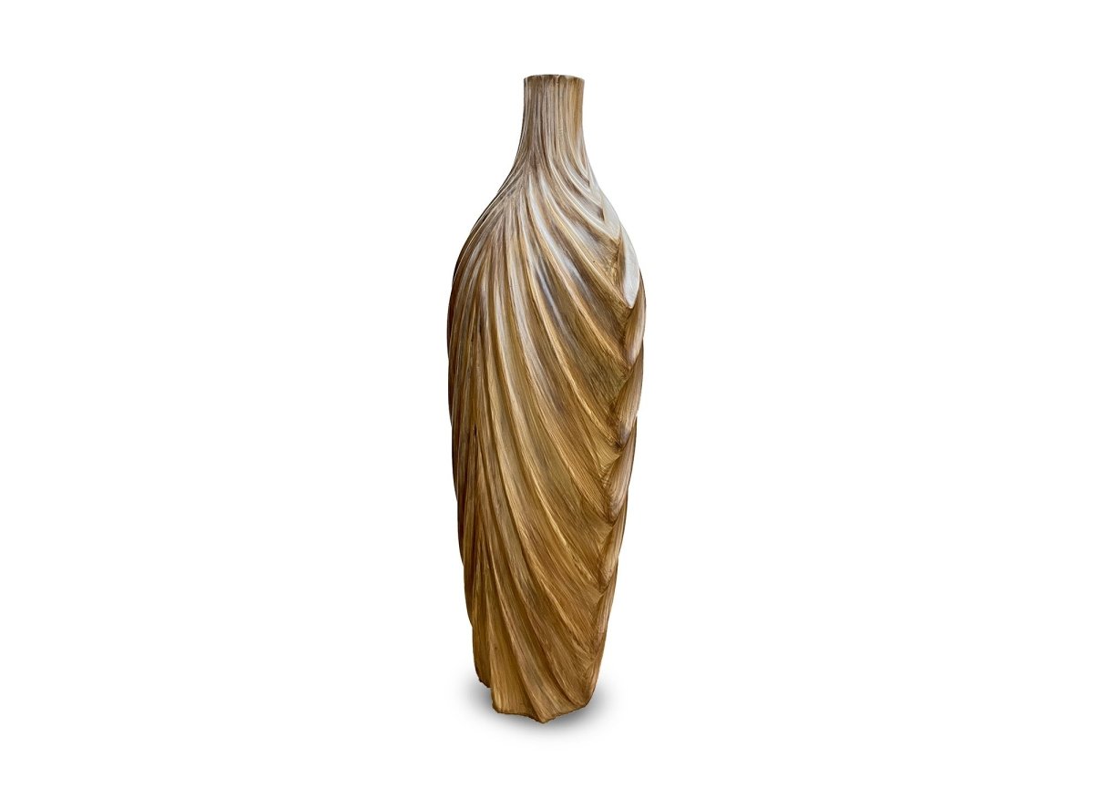 Vase haut en polyrésine imitation bois H45 cm DERYA - DécoInParis