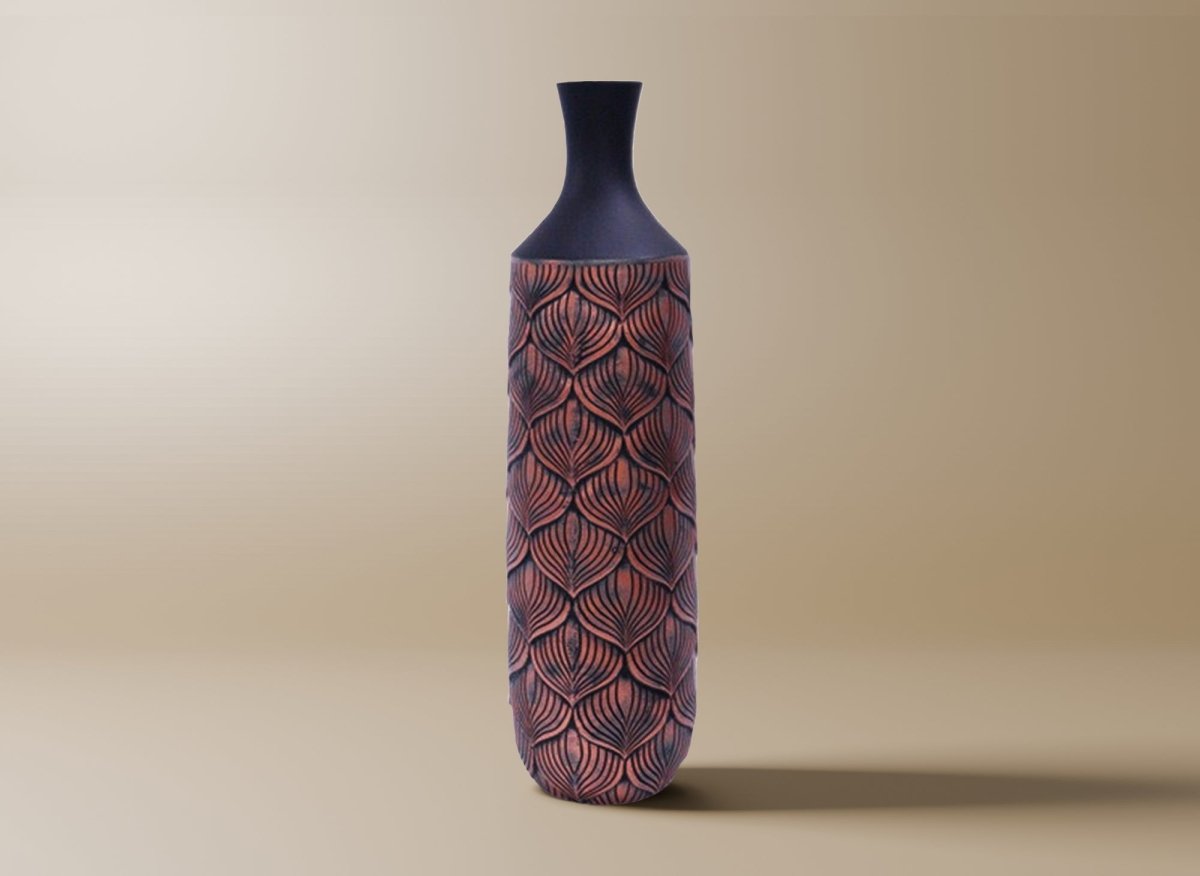 Vase XL en polyrésine noir et marron H50 cm NEVEN - DécoInParis